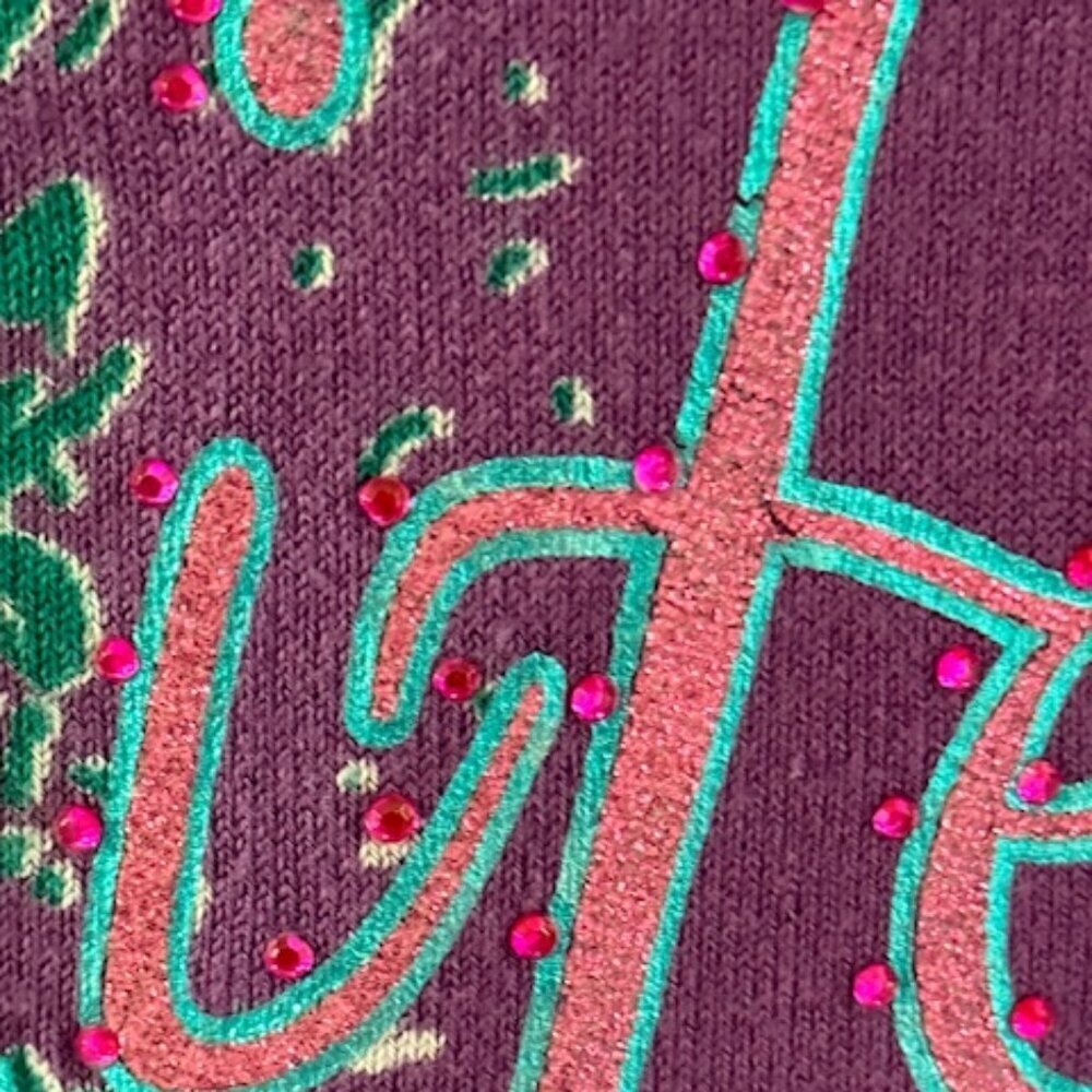 Ed Hardy Sweater Dress Beauty Graphic Print Rhinestone Purple Long Sleeves M EUC - Picture 11 of 16